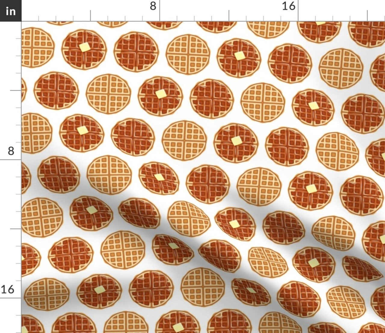 Waffle Breakfast Food Junk Custom Printed Fabric by Spoonflower Various Fabrics by the Yard or Fat Quarter